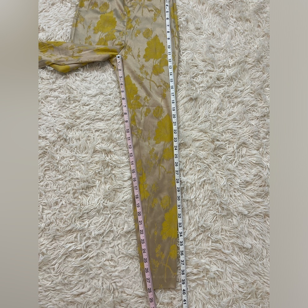 High-Waist Floral Print Ponte Pants - Beige & Yellow - Picture 3 of 8
